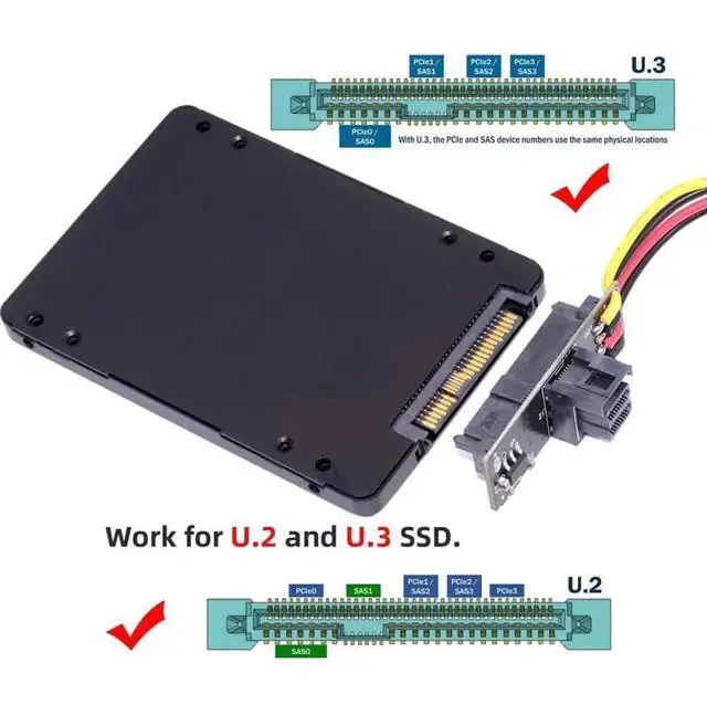 Alt view image 3 of 7 - JAENFONG Convertor SFF-8643 PCI-E 4.0 Female to U.2 SFF-8639 U.3 NVME PCIe PCI-Express SSD Adapter for Mainboard