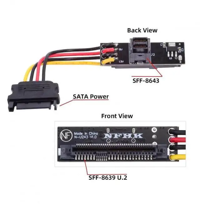 Alt view image 7 of 7 - JAENFONG Convertor SFF-8643 PCI-E 4.0 Female to U.2 SFF-8639 U.3 NVME PCIe PCI-Express SSD Adapter for Mainboard
