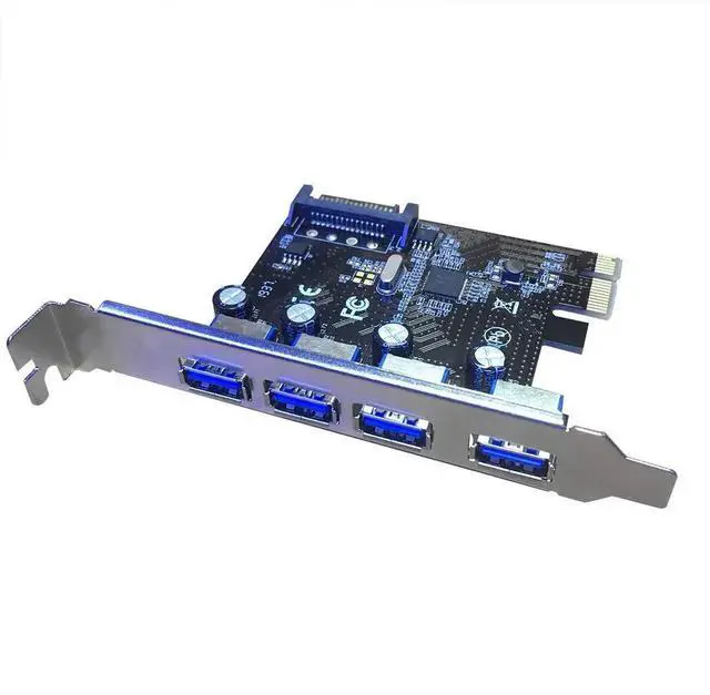 Alt view image 4 of 6 - JAENFONG PCI-E to USB 3.0 4 Port PCI Express Expansion Card USB3.0 HUB to PCI-E Express Card Adapter 15PIN SATA PCIe Riser Card PCIe Card