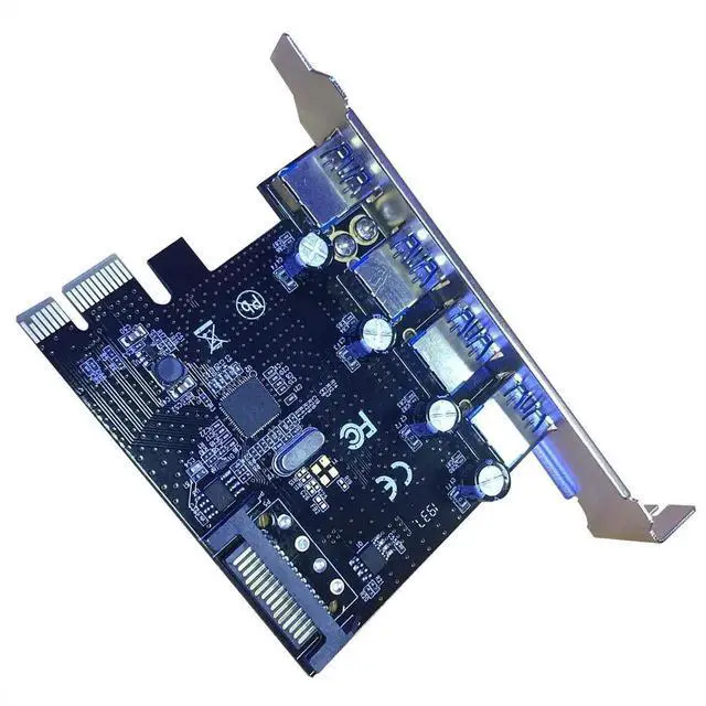 Alt view image 6 of 6 - JAENFONG PCI-E to USB 3.0 4 Port PCI Express Expansion Card USB3.0 HUB to PCI-E Express Card Adapter 15PIN SATA PCIe Riser Card PCIe Card