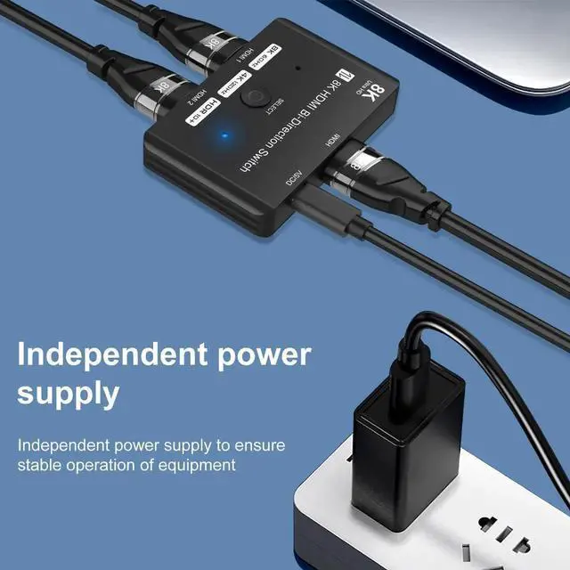 Alt view image 2 of 7 - HDMI Switch 4K@120hz, HDMI Switch 2 in 1 Out or 1 in 2 Out, HDMI 2.1 Switch Ultra-HD 48Gbps HDMI Switcher 8K Support 8K@60Hz 4K@120Hz, Dynamic HDR, Dolby Atmos,for QLED TV,PS5,Xbox,Fire