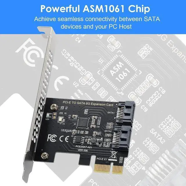 Alt view image 5 of 7 - JAENFONG PCIe SATA Expansion Card, 2 Ports, 6Gbps PCI-E (2X 4X 8X 16X) SATA 3.0 Controller for Windows 10/8/7/XP/Vista/Linux, Supports SSD and HDD
