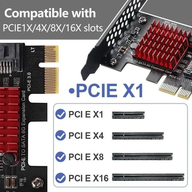 Alt view image 5 of 6 - JAENFONG PCIE SATA 3.0 Controller Card 2 Ports,6 Gbit/s PCIE SATA Expansion Card,PCI-E 3.0 GEN3 JMicron + JMB582 Chip
