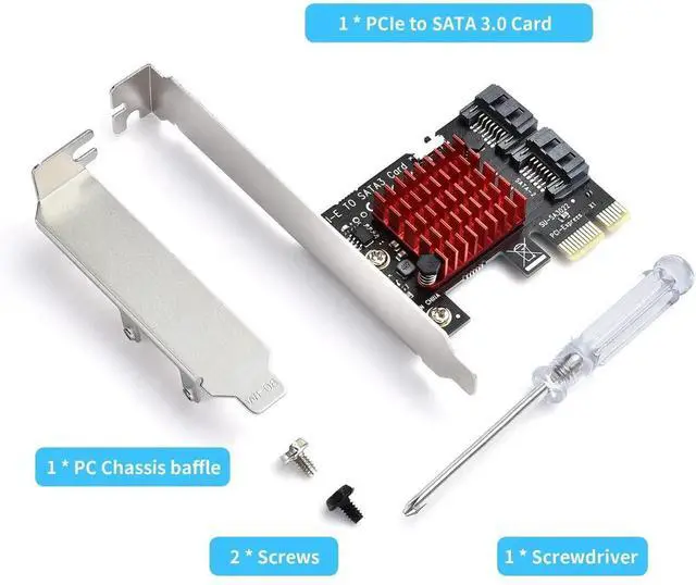 Alt view image 2 of 7 - JAENFONG PCIE SATA Expansion Card 2 Port PCIE to SATA Card 6Gbps SATA 3.0 Controller PCI Express X1 Expansion Card with Low Profile Bracket for Desktop PC Support SSD HDD