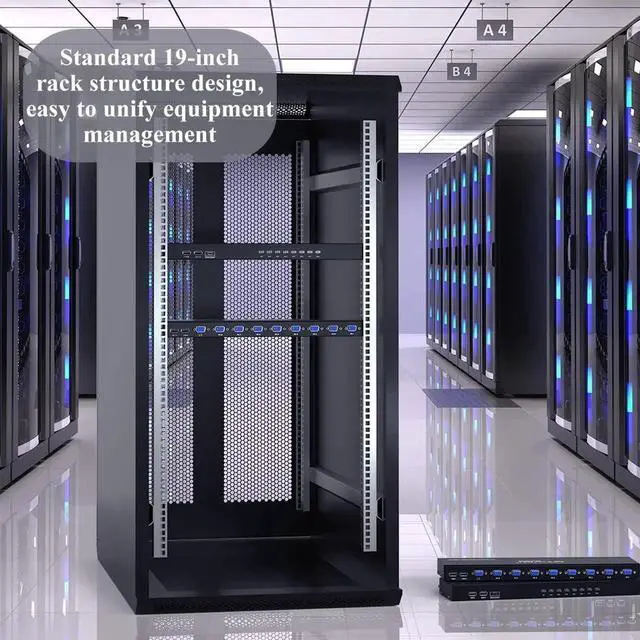 Alt view image 5 of 7 - MT-VIKI KVM Switch 8 Port, 8X1 Rackmount KVM Switch VGA, Included 8 2-in-1 KVM Cables & Wire-Desktop Selector & Power Adapter, Fit 1U 19'' Rack