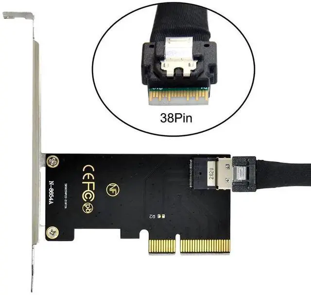 Alt view image 3 of 7 - JAENFONG PCI-E 4X to U.2 U2 Kit SFF-8639 to SFF-8654 Slimline SAS NVME PCIe SSD Adapter for Mainboard