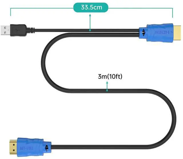 Alt view image 7 of 7 - MT-VIKI 2in 1 USB HDMI KVM Cable 3m/10ft for USB KVM Cable HDMI