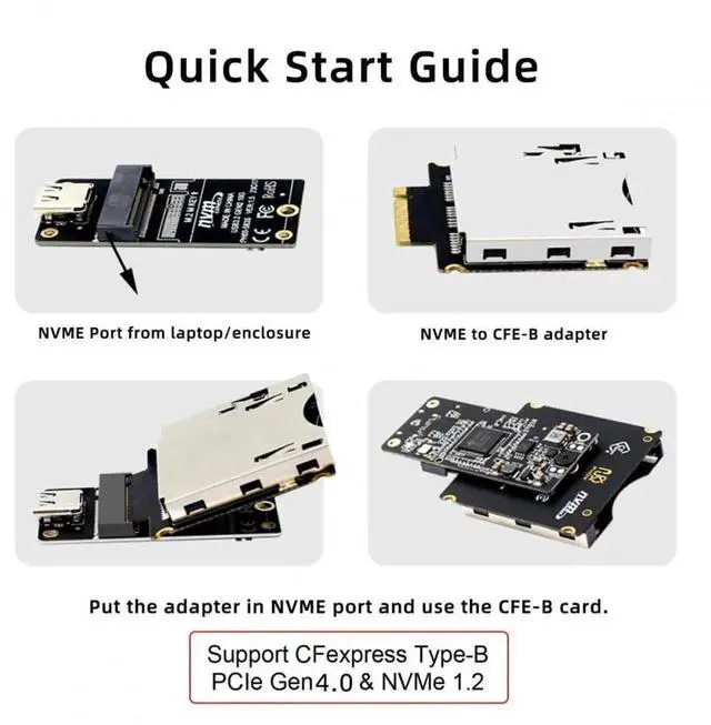 Alt view image 6 of 6 - JAENFONG Adapter NGFF M.2 NVMe Host to CFExpress CFB Extension Adapter M2 M-Key for CFE Type-B Support R5 Z6 Z7 Memory Card