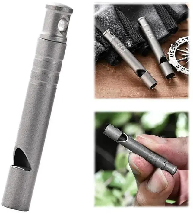 Alt view image 3 of 3 - JAENFONG Outdoor Titanium Emergency Whistle Ultralight Mini EDC Whistle Necklace High Decibel Survival Whistles for Hiking Camping Trip