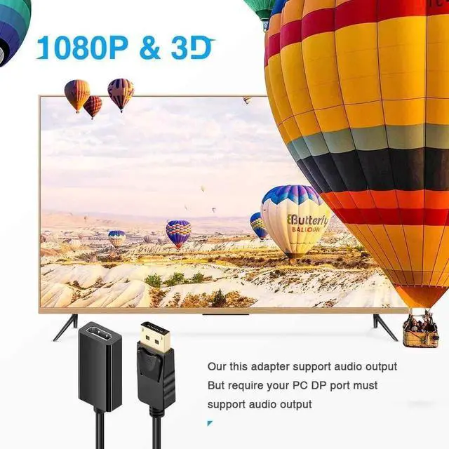 Alt view image 4 of 7 - JAENFONG DisplayPort to HDMI Adapter DP to HDMI Adapter Cable Male to Female Support 1080P 3D for Display Port Enabled Desktops and Laptops to Connect to HDMI Displays Adapter