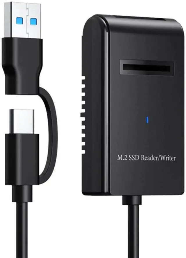 Alt view image 5 of 7 - JAENFONG USB 3.0 USB-C Type-C Type-A to NVME M-Key M.2 NGFF SATA SSD Docking Horizontal External Cable Enclosure RTL9210B Chipset