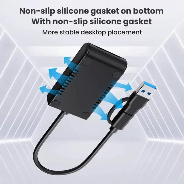 Alt view image 6 of 7 - JAENFONG USB 3.0 USB-C Type-C Type-A to NVME M-Key M.2 NGFF SATA SSD Docking Horizontal External Cable Enclosure RTL9210B Chipset