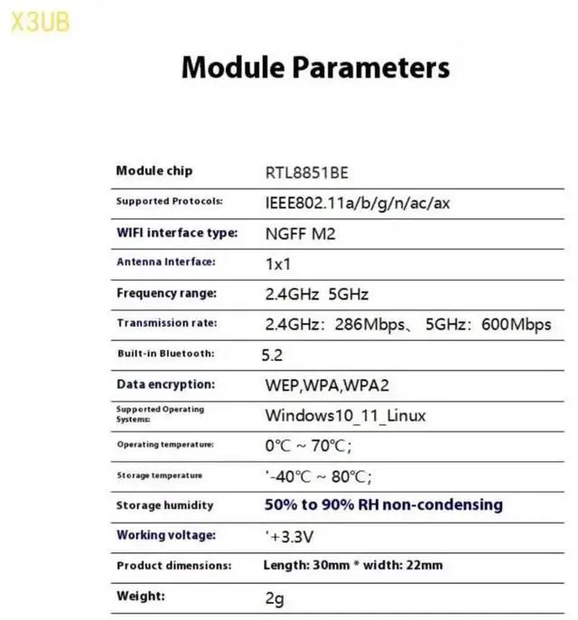 Alt view image 5 of 6 - X3UB AX900 RTL8851BE WiFi6 5Ghz Networking Adapter For PC Desktop Laptop Double Band Bluetooth-compatible 5.2 Support