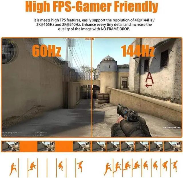 Alt view image 3 of 7 - DisplayPort to HDMI Cable, [High Speed 4K 30Hz UHD, 2K 60Hz, 1080P 120Hz] Uni-Directional Nylon Braided Gold-Plated DP to HDMI Cord Display Port to HDMI Male Connector - 3.3Feet