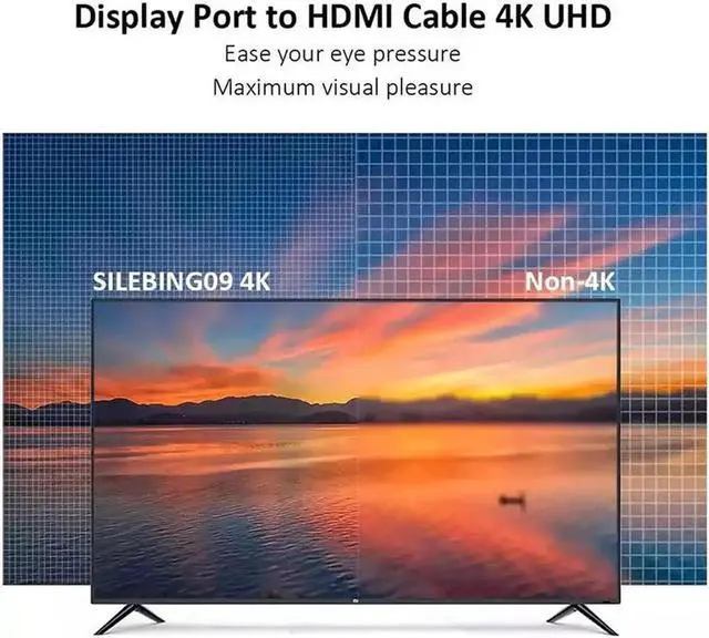 Alt view image 6 of 7 - DisplayPort to HDMI Cable, [High Speed 4K 30Hz UHD, 2K 60Hz, 1080P 120Hz] Uni-Directional Nylon Braided Gold-Plated DP to HDMI Cord Display Port to HDMI Male Connector - 3.3Feet