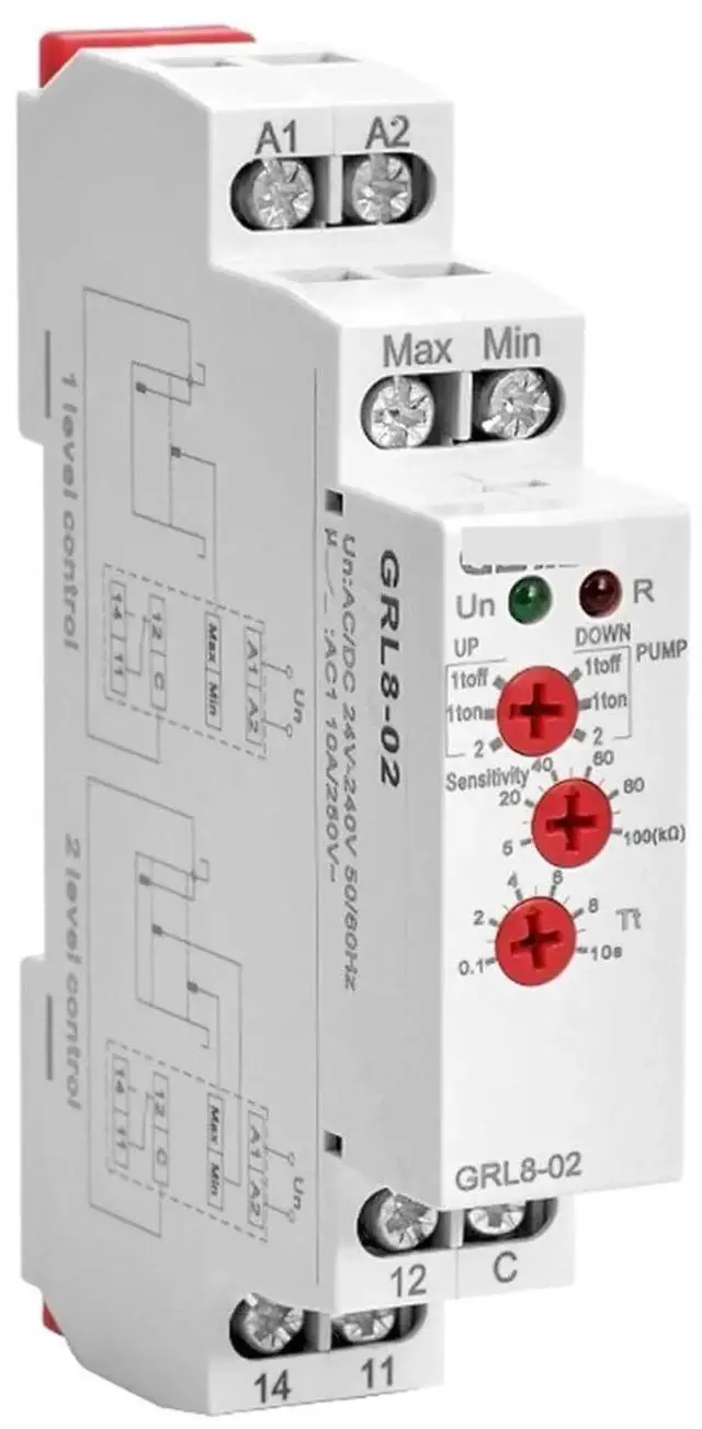 Main image of GRL8 Water Level Control Relay with Stainless Sensor AC/DC24V-240V Level Control Sensor 1Pcs(GRL8-02 with Sensor)