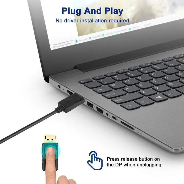 Alt view image 3 of 7 - JAENFONG  DisplayPort to DVI DVI-D Single Link Adapter, Display Port to DVI Converter Male to Female Black Compatible for HP and Other Brand