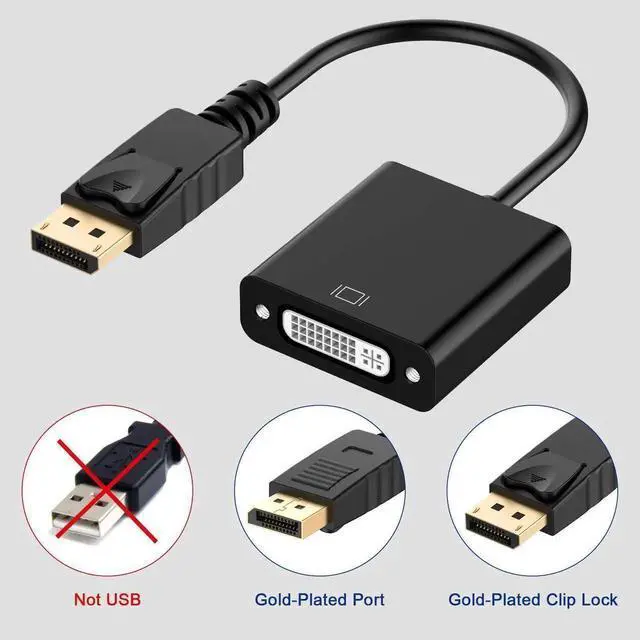 Alt view image 6 of 7 - JAENFONG  DisplayPort to DVI DVI-D Single Link Adapter, Display Port to DVI Converter Male to Female Black Compatible for HP and Other Brand