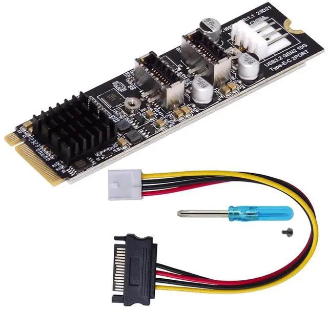 Main image of JAENFONG Card 10Gbps Dual Type-E USB 3.1 Front Panel Socket to NVME NGFF M-Key Express Card Adapter for Motherboard