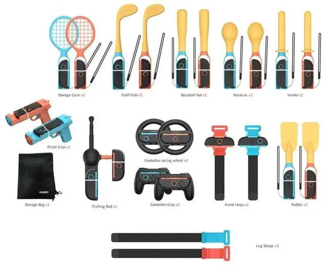 Main image of JAENFONG 24 in 1 Family Sports Party Pack Accessories Kit Sports Games Accessories Bundle Pack for Nintendo Switch2 Sports Games Kit