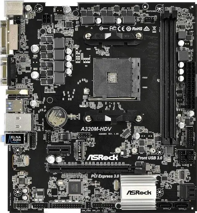 Alt view image 4 of 4 - Full forAMD A320 Chipset AM4 Interface A320M-HDV Desktop PC Motherboard Micro-ATX