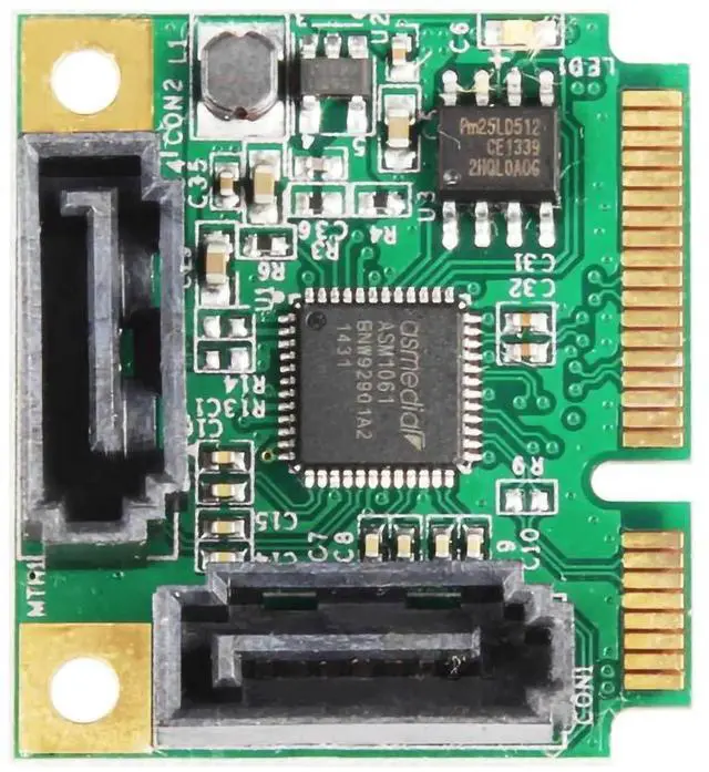 Alt view image 2 of 5 - JAENFONG Mini PCI-E PCI Express E 2-Port Expansion Cards and Slots SATA 3.0 Hard Drive SATA3 Multiplier Card HUB Controller