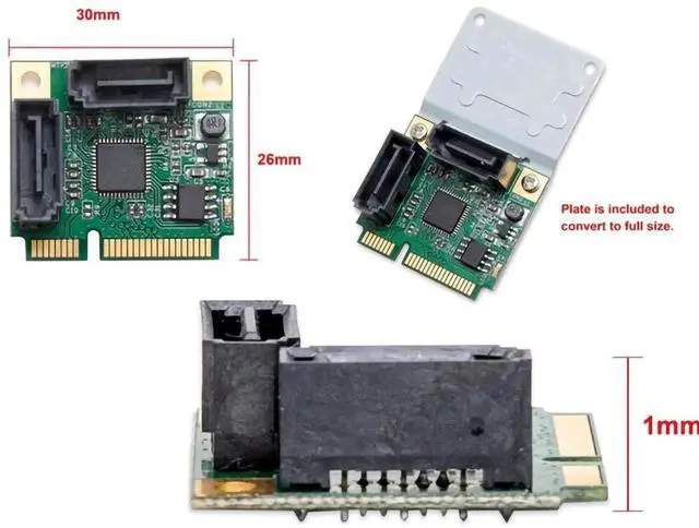 Alt view image 5 of 5 - JAENFONG Mini PCI-E PCI Express E 2-Port Expansion Cards and Slots SATA 3.0 Hard Drive SATA3 Multiplier Card HUB Controller