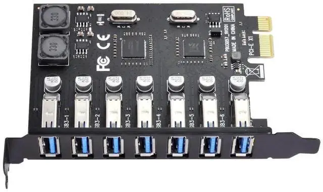 Main image of JAENFONG Card 7 Ports PCI-E to USB 3.0 HUB PCI Express Expansion Adapter 5Gbps for Motherboard