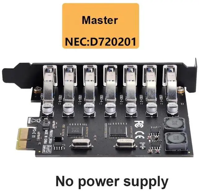 Alt view image 7 of 7 - JAENFONG Card 7 Ports PCI-E to USB 3.0 HUB PCI Express Expansion Adapter 5Gbps for Motherboard