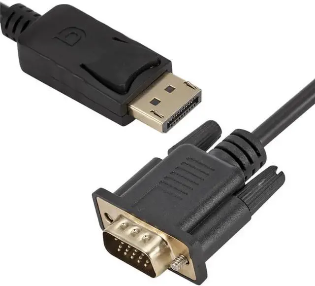 Alt view image 2 of 7 - JAENFONG DisplayPort to VGA Adapter,DP to VGA Cable 6 Feet Cable Male to Male Gold-Plated Cord Compatible for HP and Other Brand, Black