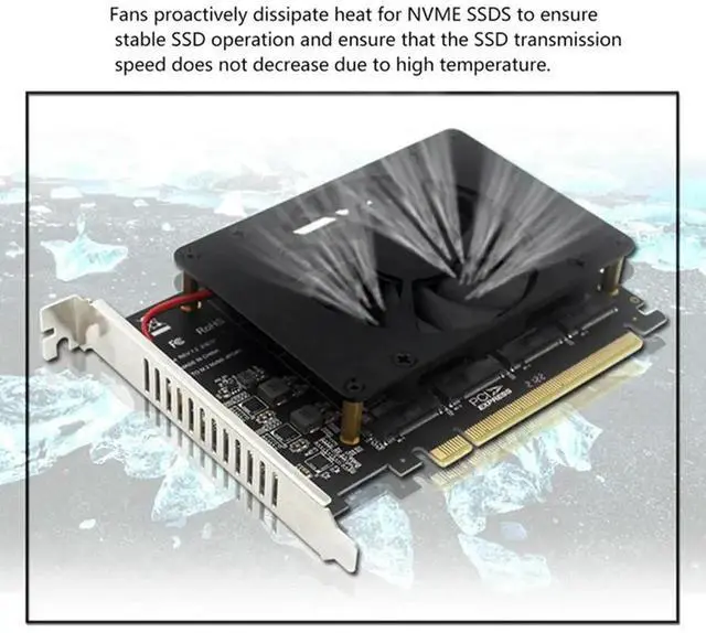 Alt view image 3 of 6 - JAENFONG PCIEX16 NVME M2 MKEY SSD RAID Array Expansion Adapter Card Motherboard PCIE Split Card