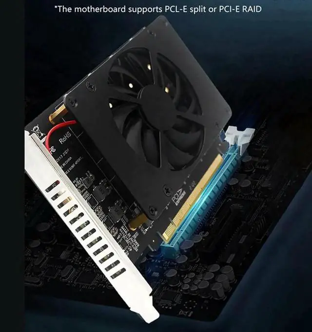 Alt view image 4 of 6 - JAENFONG PCIEX16 NVME M2 MKEY SSD RAID Array Expansion Adapter Card Motherboard PCIE Split Card
