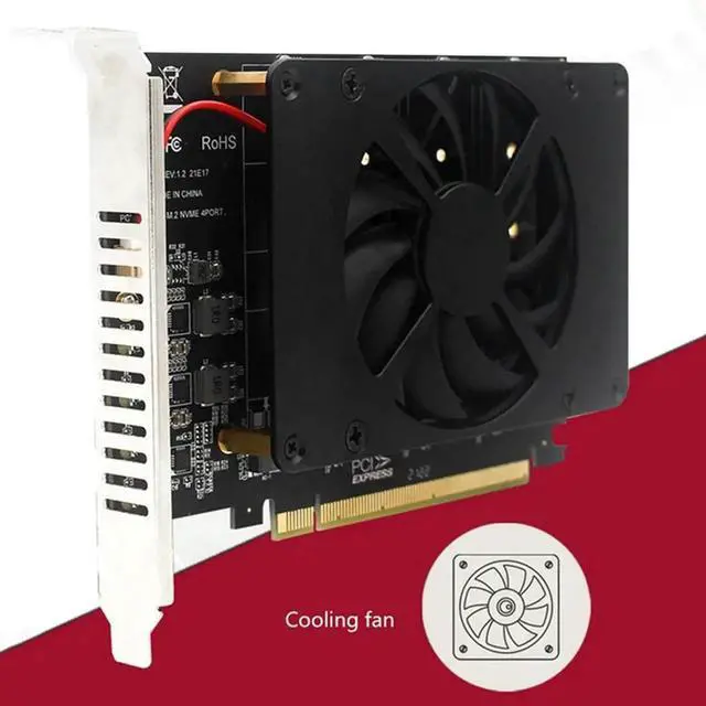 Alt view image 2 of 6 - JAENFONG PCIEX16 NVME M2 MKEY SSD RAID Array Expansion Adapter Card Motherboard PCIE Split Card