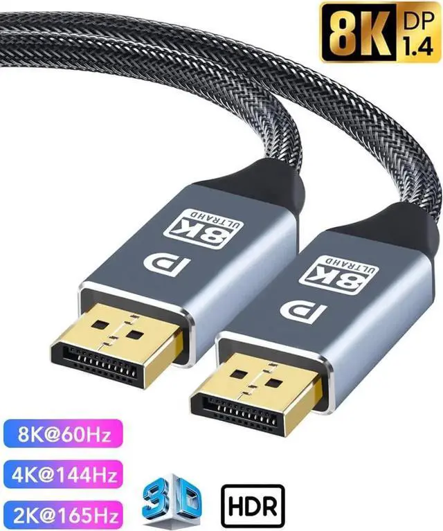 Main image of JAENFONG 8K DisplayPort Cable 1.4, DP Cable (8K@60Hz, 2K@240Hz, 4K@144Hz, 32.4Gbps)Display Port to Display Port Cable 1.4 (DP to DP Cable) Compatible with Gaming Laptop TV PC Computer Monitor-3.3ft