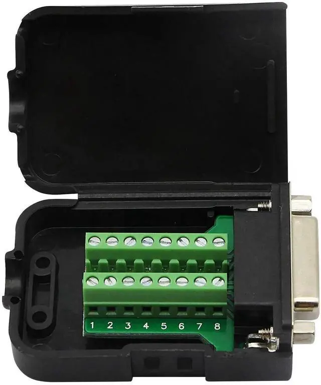 Alt view image 2 of 7 - JAENFONG DB15 Breakout Connector, Serial Female to DB15 Screw Terminal Signal Module with Plastic Case & Accessories (Black)