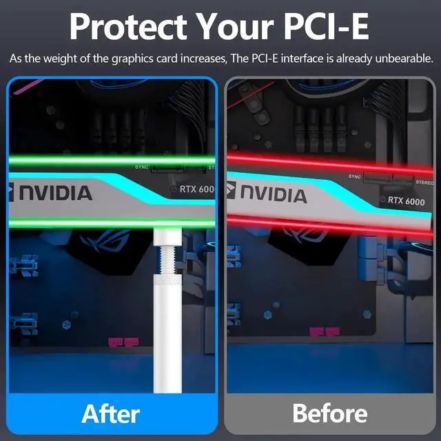 Alt view image 2 of 6 - JAENFONG Graphics Card GPU Support Bracket, Adjustable Height GPU Sag Bracket with Magnet & Non-Slip Sheet, GPU Brace for Prevent Universal Graphics Card Sag, L