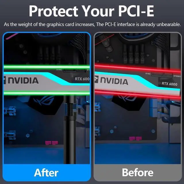 Alt view image 5 of 6 - JAENFONG Graphics Card GPU Support Bracket, Adjustable Anti-Sag Stand with Magnet & Non-Slip Sheet (L, 74-120mm)