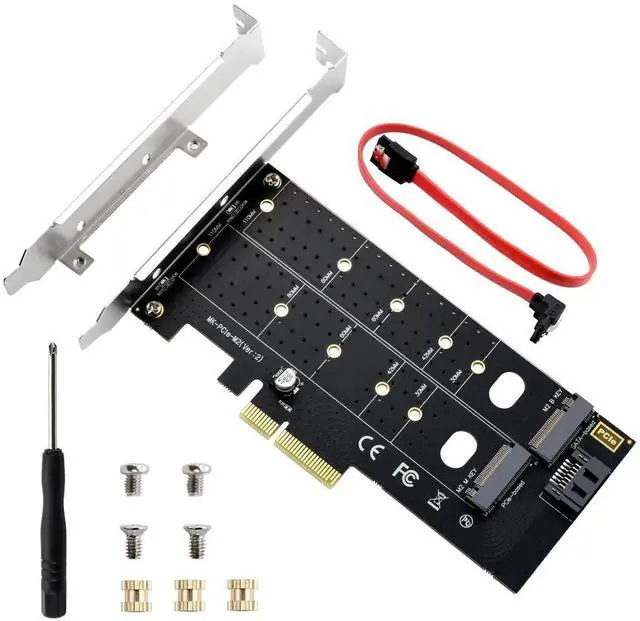 Main image of JAENFONG Dual M.2 PCIE Adapter NVME/NGFF to PCIE X4 Expansion Card 32Gbps PCIE NVME SSD Adapter Compatible with B-Key/M-Key/B&M Key for 2230 2242 2260 2280 22110 SSD