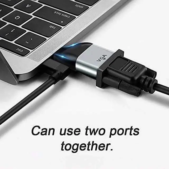 Alt view image 2 of 7 - JAENFONG USB C to VGA Adapter VGA to USB Type C Cable Monitor Adapter for Tablet Phone Laptop 1080p 60hz