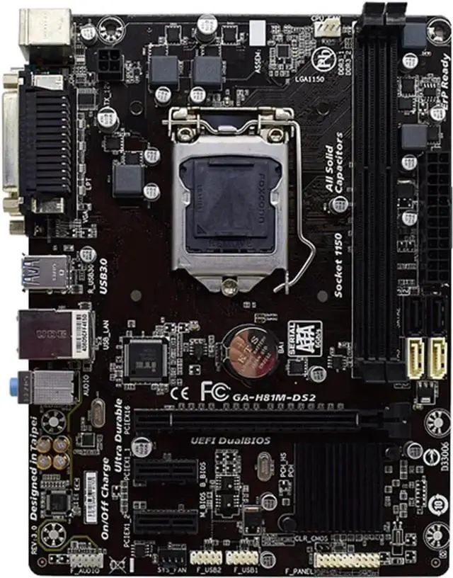 Main image of Computer Motherboards Fit forGigabyte GA-H81M-DS2 Desktop Motherboard H81 Socket LGA 1150 I3i5 I7 DDR3 16G Micro-ATX UEFI BIOS Original Mainboard