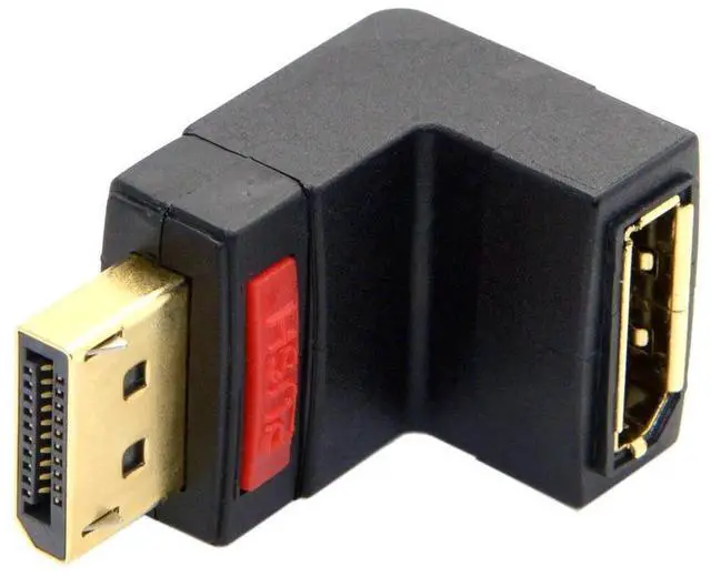 Alt view image 7 of 7 - JAENFONG  DP DisplayPort Male 90 Degree Up Angled to Female Extension Adapter Converter Black