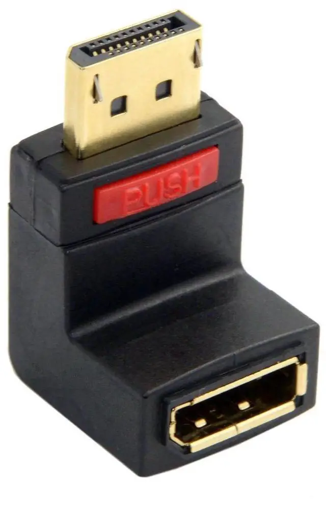 Alt view image 3 of 7 - JAENFONG  DP DisplayPort Male 90 Degree Up Angled to Female Extension Adapter Converter Black