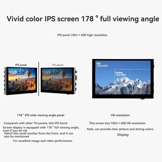 Alt view image 3 of 4 - JAENFONG 5inch Capacitive Touch Screen HD IPS 1024x600 HDMI-Compatible Interface for RPi/Jetson Series Motherboard/PC Screen