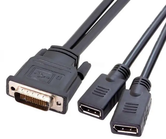 Alt view image 2 of 6 - JAENFONG  DMS-59Pin 1 to 2 Displayport Splitter Extension Cable for PC Graphics Card
