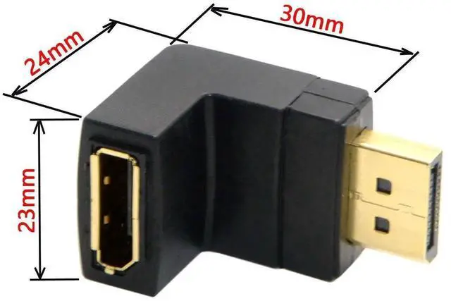Alt view image 2 of 7 - JAENFONG DP DisplayPort Male 90 Degree Up Angled to Female Extension Adapter Converter Black