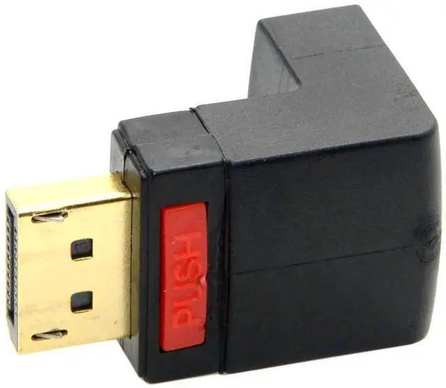 Alt view image 4 of 7 - JAENFONG DP DisplayPort Male 90 Degree Up Angled to Female Extension Adapter Converter Black
