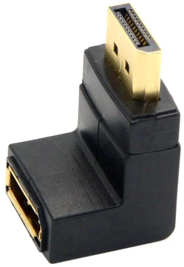 Alt view image 7 of 7 - JAENFONG DP DisplayPort Male 90 Degree Up Angled to Female Extension Adapter Converter Black