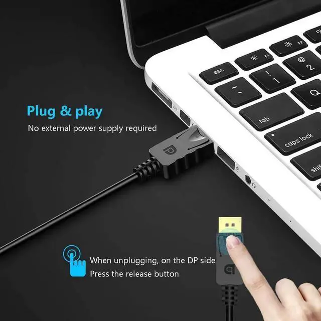 Alt view image 2 of 7 - JAENFONG  DisplayPort to VGA, Gold-Plated DP to VGA Adapter (Male to Female) Compatible with Computer, Desktop, Laptop, PC, Monitor, Projector, HDTV (Black) 1-Pack