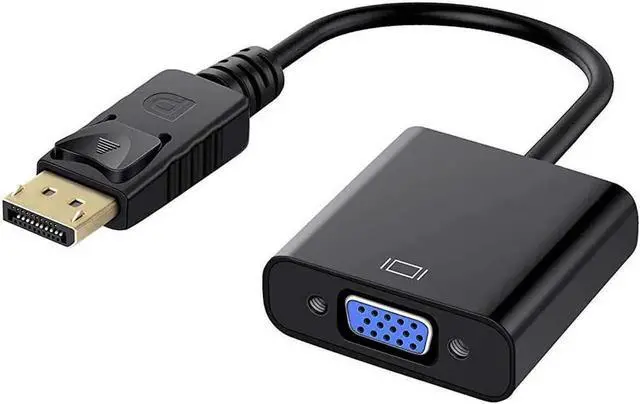 Main image of JAENFONG  DisplayPort to VGA, Gold-Plated DP to VGA Adapter (Male to Female) Compatible with Computer, Desktop, Laptop, PC, Monitor, Projector, HDTV (Black) 1-Pack