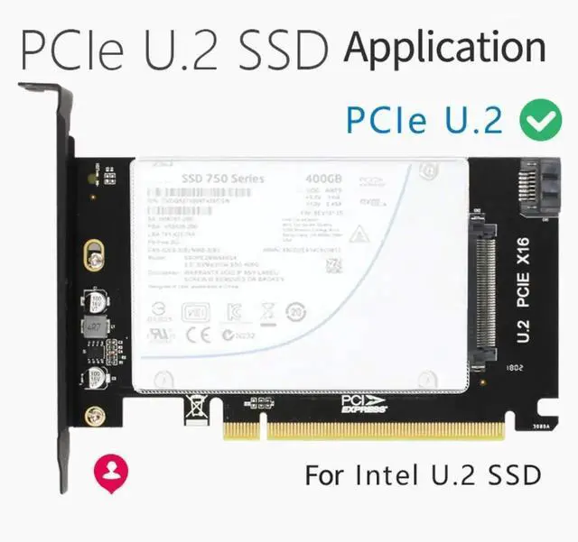 Alt view image 3 of 7 - JAENFONG U.2 SSD to PCIe X16 3.0 Adapter SFF-8639 PCIe Adapter PCIe NVMe SSD Adapter with U.2 Port for 2.5" U.2 NVMe SSD SATA SSD Intel U.2 SSD Samsung PM953